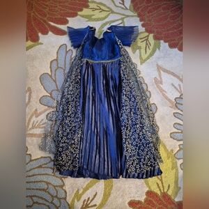 Chasing Fireflies Blue Enchantress Dress Girls Size 10, Gold Starred Caping